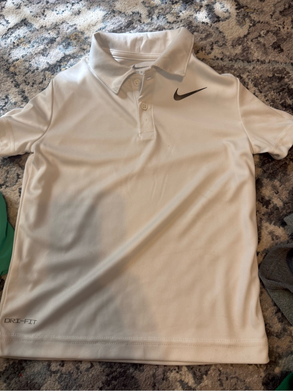 Nike White Short-Sleeve Dri-FIT Polo with Black Swoosh